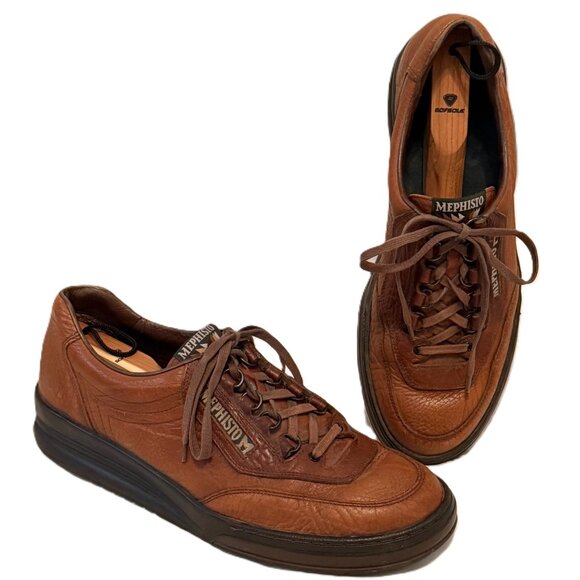 Mephisto Match Runoff Air Jet Brown Leather Casual Sneaker Shoes Men's 10 N US - Picture 1 of 11